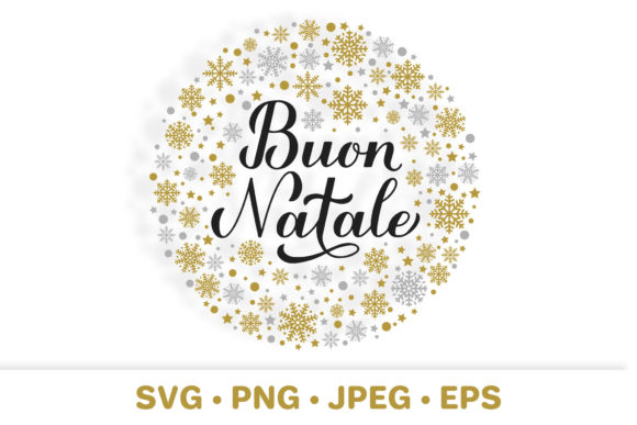 Buon Natale. Merry Christmas in Italian. Graphics