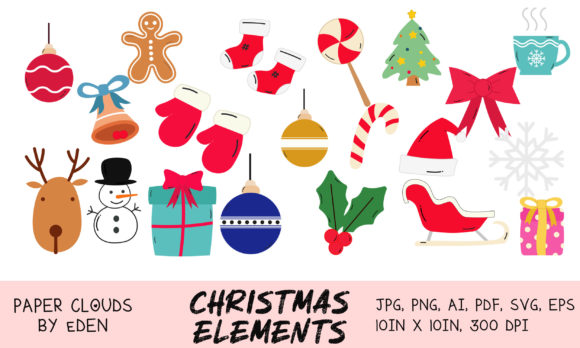Christmas Elements Clipart Design for Festive Branding