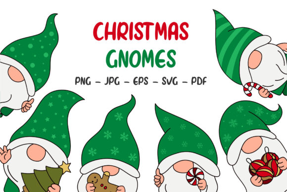 Christmas Gnome Vector, Set Gnomes: A Festive Embroidery Delight