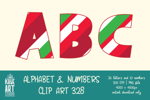 Christmas Stripes Alphabet: A Festive Graphics Asset