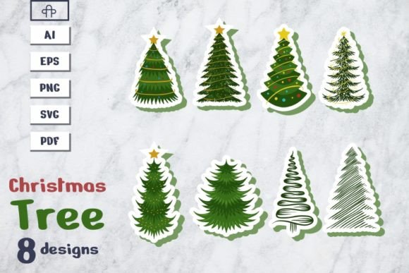 Christmas Tree Sticker Vector: Perfect for Graphics & Illustrations