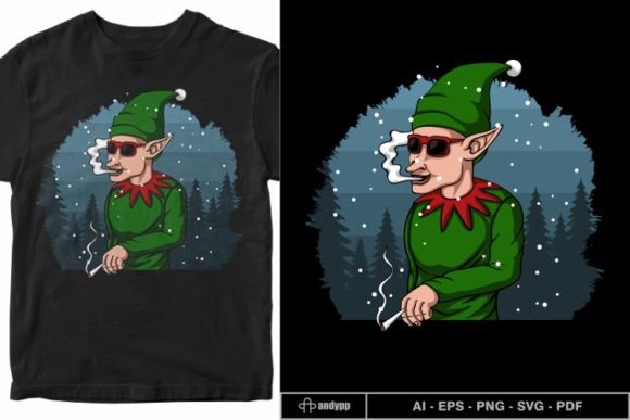 Cool Santa Claus Elf for Festive Embroidery