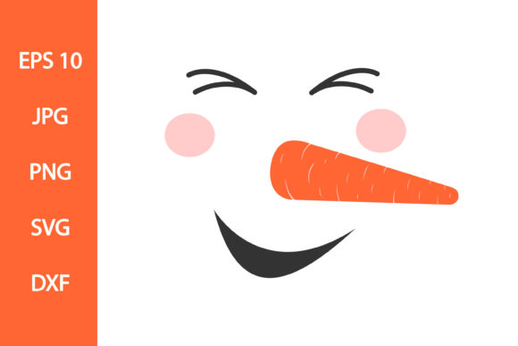 Cute Snowman Face Christmas Design for Graphics & Illustrations