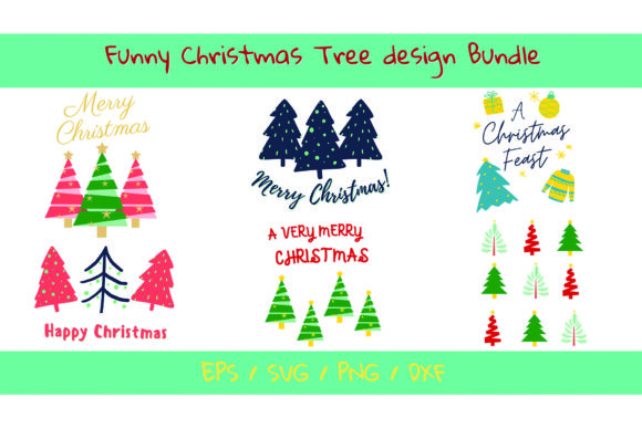 Funny Christmas Tree Design Bundle: A Versatile Graphics Set