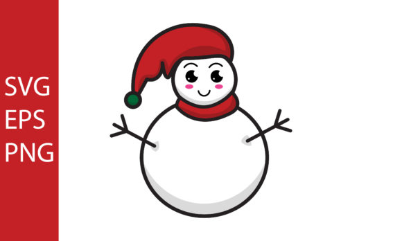 Vector Cute Kawaii Christmas Snowman: A Charming Graphics Asset